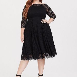 Torrid Off Shoulder Black Lace Dress